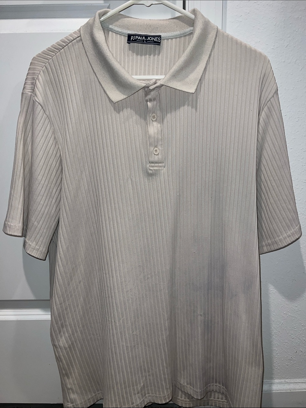 Men’s Cream Ribbed Polo Shirt